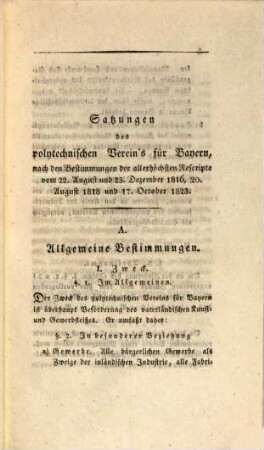 Satzungen des polytechnischen Vereins für Bayern