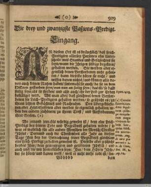 Die drey und zwantzigste Paßions-Predigt.