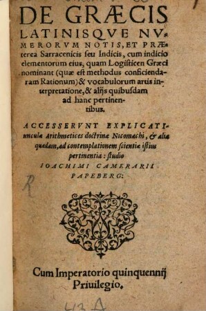 De graecis latinisque Numerorum Notis