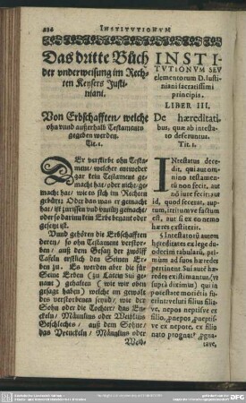 Das dritte Buch der underweisung im Rechten Keysers Justiniani : dritte Buch der underweisung im Rechten Keysers Justiniani