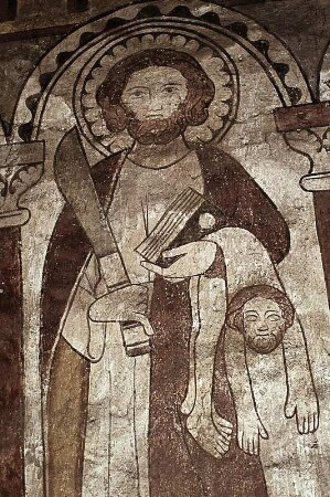 Gruppe von drei Aposteln, darunter Bartholomaeus und Matthias