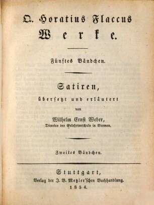 Werke, 5. Satiren : übersetzt und erläutert