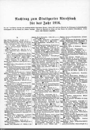 Nachtrag zum Stuttgarter Adreßbuch, 1916