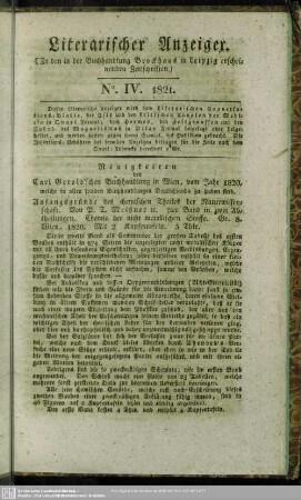 Literarischer Anzeiger No. IV. 1821
