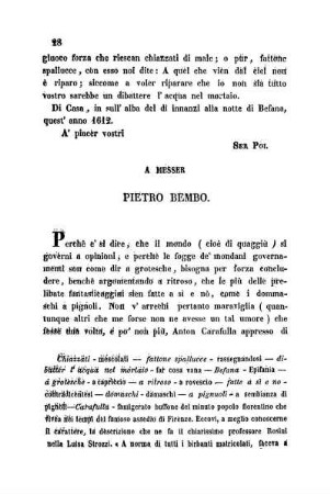 A Messer Pietro Bembo.