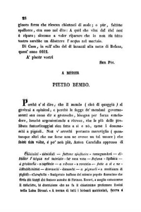 A Messer Pietro Bembo.