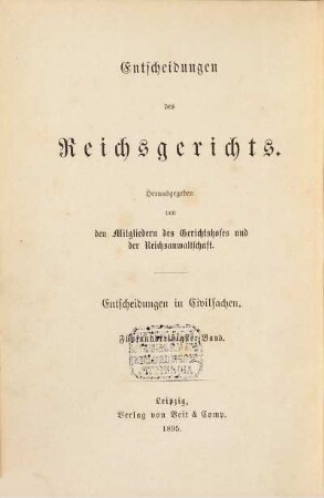 Entscheidungen des Reichsgerichts in Zivilsachen. 35. 1895