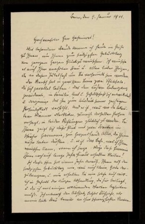 Brief von Eugen Huber an Otto von Gierke, Bern, 9.1.1911