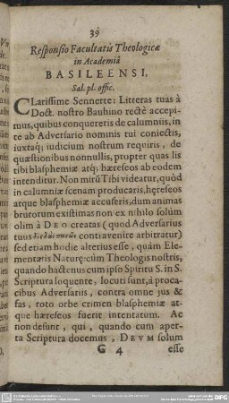 Responsio Facultatis Theologicae in Academia Basileensi