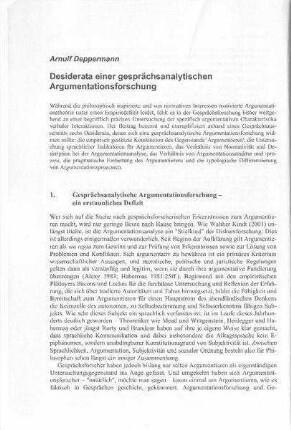 Desiderata einer gesprächsanalytischen Argumentationsforschung