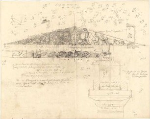 Thiersch, August ; Ägina (Griechenland); Ausgrabungen - Giebel (Ansicht, Schnitt)