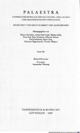 Prinzipien literarischer Wertung : sprachanalytische und historische Untersuchungen