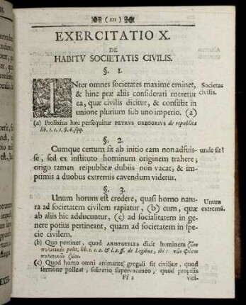 Exercitatio X. De Habitu Societatis Civilis.