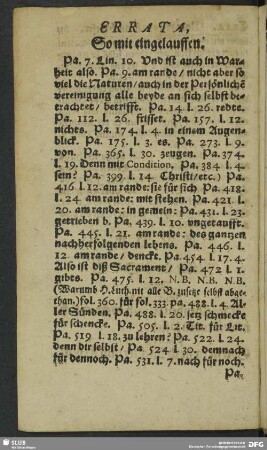 Errata, So mit eingelauffen