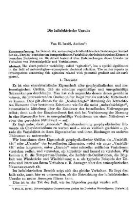 Die luftelektrische Unruhe