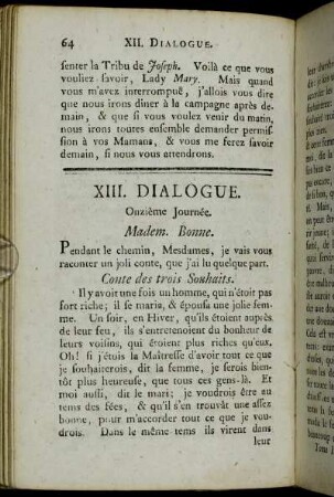 XIII. Dialogue. Onzième Journée.
