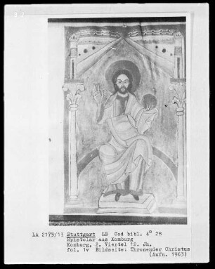 Epistolar — Christus als Salvator Mundi, Folio 1verso