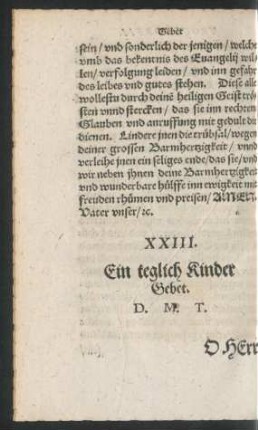 XXIII. Ein teglich Kinder Gebet.