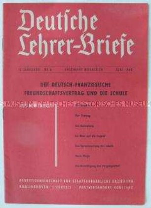 Fachzeitschrift für Geschichtslehrer zum Freundschaftsvertrag zwischen der Bundesrepublik und Frankreich
