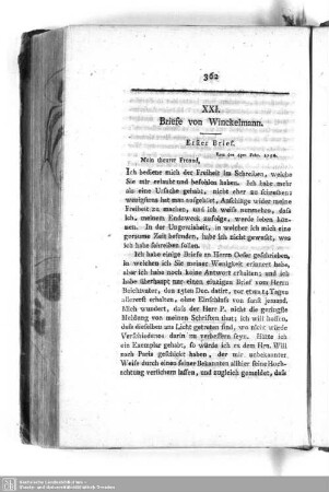 XXI. Briefe von Winckelmann