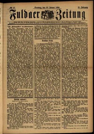 Ausgabe vom Samstag, den 20. Januar 1894.
