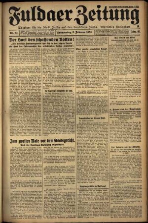 Erste Ausgabe vom Donnerstag, den 09. Februar 1933.