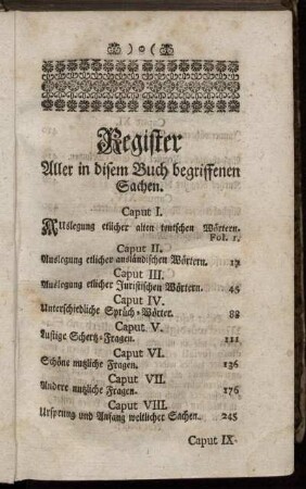 Register Aller in disem Buch begriffenen Sachen.