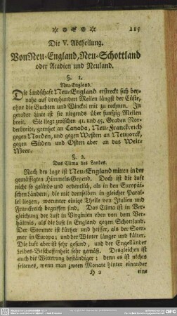 Die V. Abtheilung. Von Neu-England, Neu-Schottland oder Acadien und Neuland