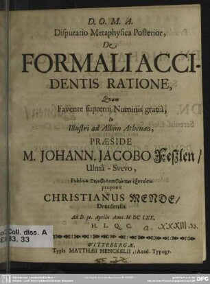 2: Disputatio metaphysica posterior
