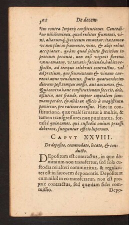 Capvt XXVIII. De deposito, commodato, locato, [et] conducto.