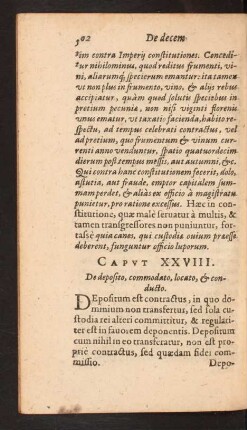 Capvt XXVIII. De deposito, commodato, locato, [et] conducto.