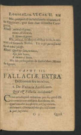 Caput III. Fallaciae Extra Dictionem seu in rebus.