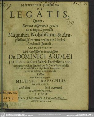 Disputatio de legatis