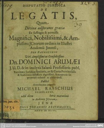 Disputatio de legatis