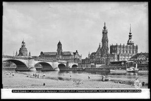 Dresden, Augustusbrücke mit Frauenkirche, Katholischer Hofkirche und Residenzschloss