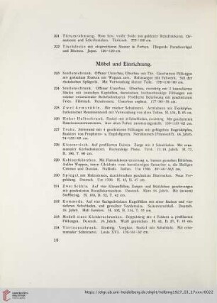 Möbel und Einrichtung (Nr. 223-249)