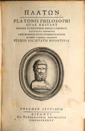Platōn : Graece Ad Editionem Henrici Stephani Accurate Expressa. Volumen Septimum