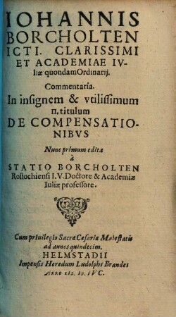 Commentaria in ... II. titulum de compensationibus