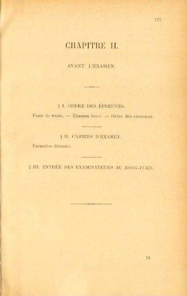 Chapitre II. Avant l'examen