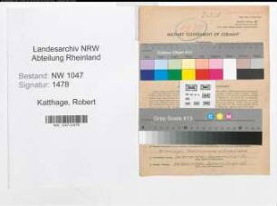 Entnazifizierung Robert Katthage , geb. 25.12.1896 (Bueroangestellter)