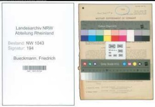 Entnazifizierung Friedrich Bueckmann , geb. 17.01.1894 (Postbeamter)