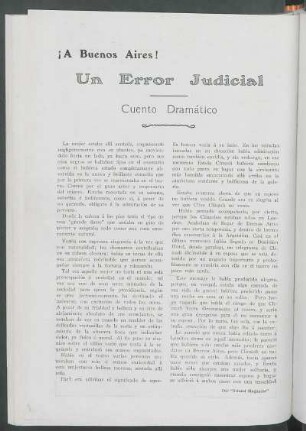Un Error Judicial : Cuento Dramático - ¡A Buenos Aires! [Del "Strand Magazine"]