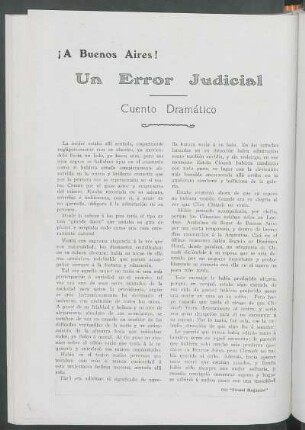 Un Error Judicial : Cuento Dramático - ¡A Buenos Aires! [Del "Strand Magazine"]