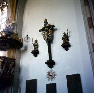 Heilige Trinität mit zwei heiligen Bischöfen