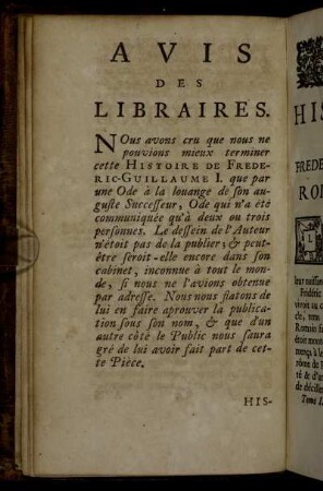 Avis des Libraires.