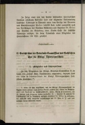 II. Bericht über die Veterinär-Commission und Nachrichten über die Königl. Thierarzneischule