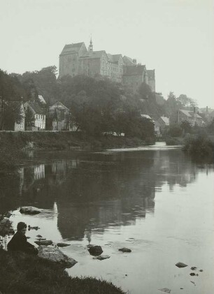 Schloss Colditz, Ansicht über die Mulde von Nordwesten