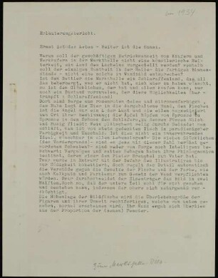 Erläuterungsbericht. Ernst ist das Leben - heiter ist die Kunst.