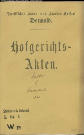 Walter, Anton Henrich, Apotheker gegen Rat Wasserbachs Witwe zu Brake - Schuldforderung