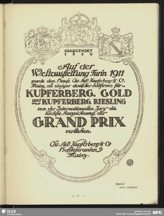 Kupferberg Gold und Kupfergold Riesling [Spirituosenwerbung]